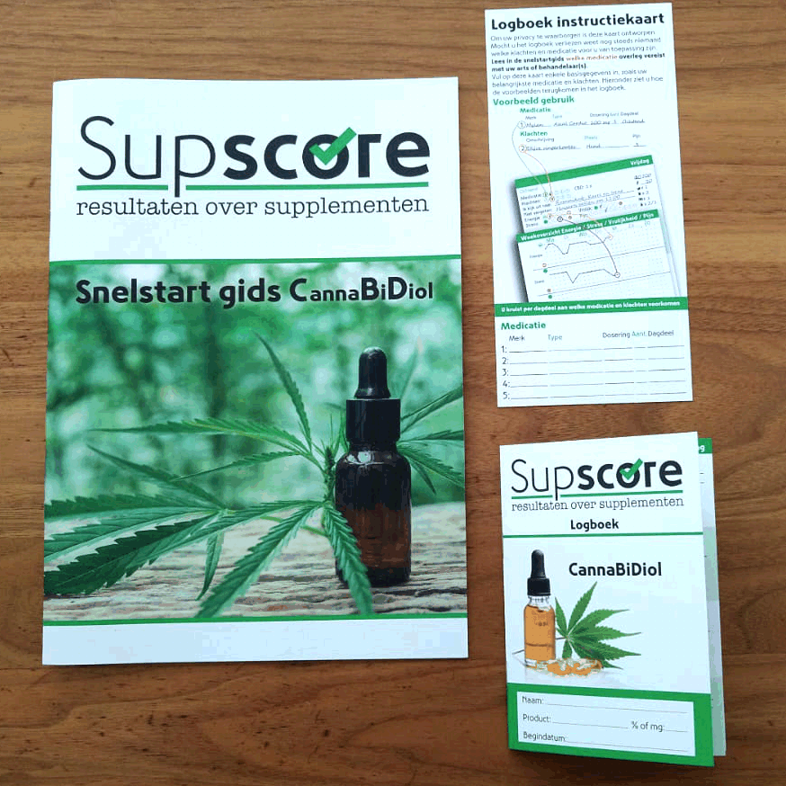 De Supscore methode voor Cannabidiol bestaat uit een Snelstart gids en een logboek.